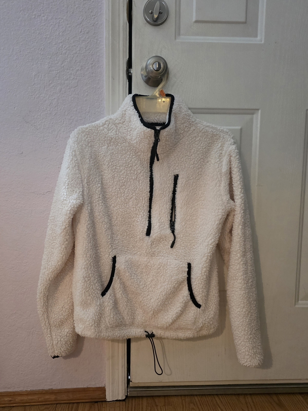 NWOT- No Boundaries XS Cream Sherpa Jacket with Black Trim